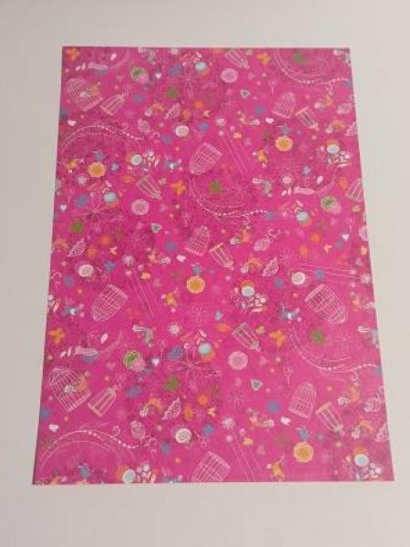 Bastelkarton A4 220g  Vögel pink