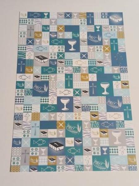 Bastelkarton A4 200g  Komm/Konf. Patchwork blau