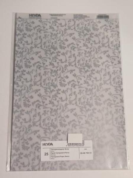Heyda 204879551 Transparentpapier ("Roma" DIN A4, 21 x 31 cm, 115 g/qm) silber
