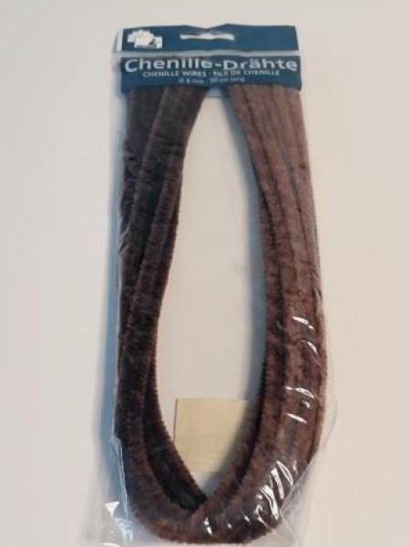 Chenilledraht, Pfeifenputzer braun, 10 Stück, Länge ca. 50 cm