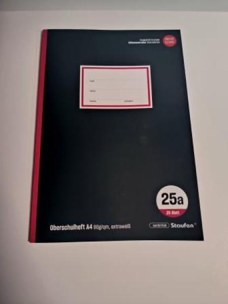 Staufen® Schulheft Oberschule 9,0 cm Rand Lineatur 25a liniert DIN A4 Außenrand, 20 Blatt