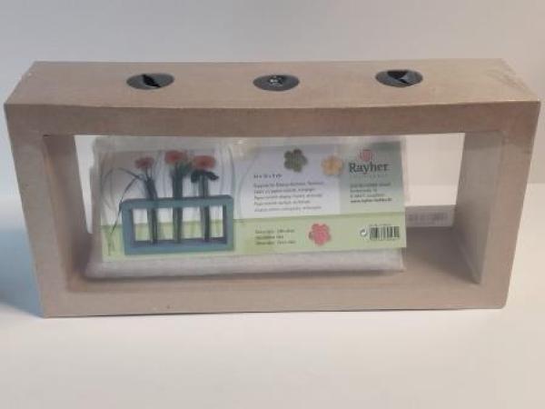 Pappmachè-Display-Rahmen Rechteck 33 x 16 x 8 cm mit 3 Reagenzgläser