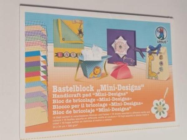 Ursus 12160099 - Bastelblock Mini Designs, ca. 24 x 34 cm, 18 Blatt in verschiedenen Farben und Mustern, 300 g/qm, beidseitig bedruckt, optimal für kreative Bastelarbeiten