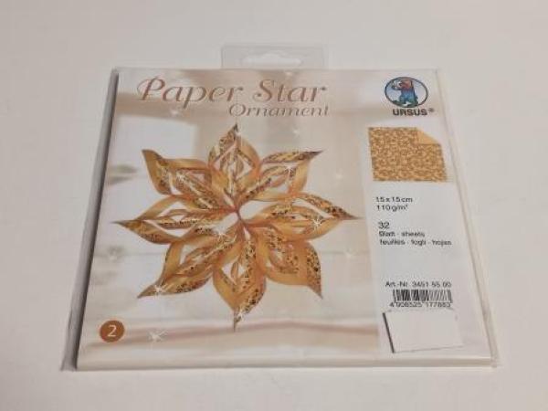 PAPER STAR ORNAMENT SET 2 110G.15x15CM 32BL.
