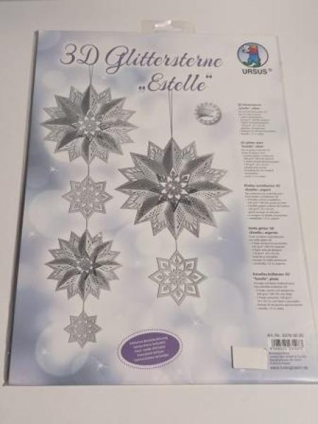 3D GLITTERSTERNE "ESTELLE" SILBER
