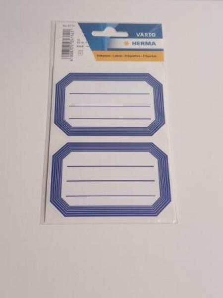 Buchschild 82x55 mm blauer Rand liniert