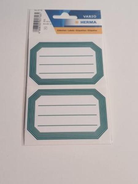 Buchschild 82x55 mm grüner Rand liniert