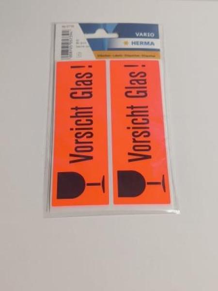 Hinweisetikett Vorsicht Glas 39x118 mm