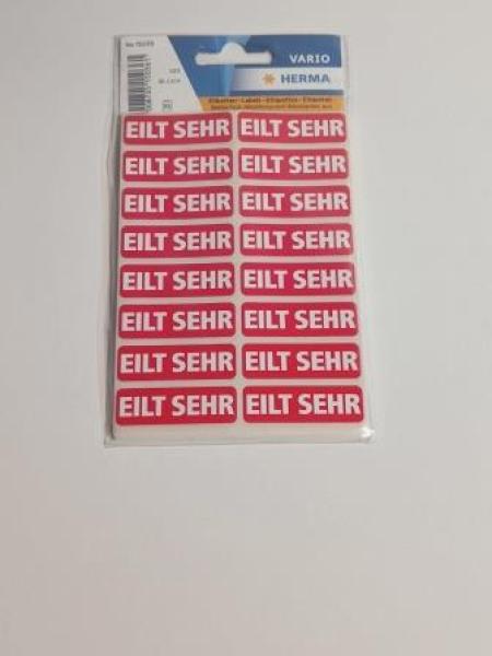 Hinweisetiketten rot "Eilt sehr"