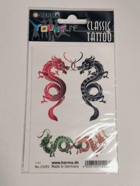 Schmucketikett CLASSIC Tattoo XXL Drachenkampf,