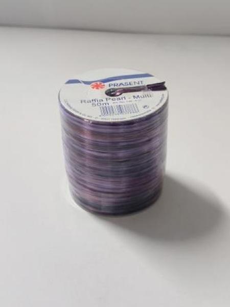 Präsent - RAFFIA PEARL-Multicolour Bastband - metallic - violett / schwarz - 50-m-Spule