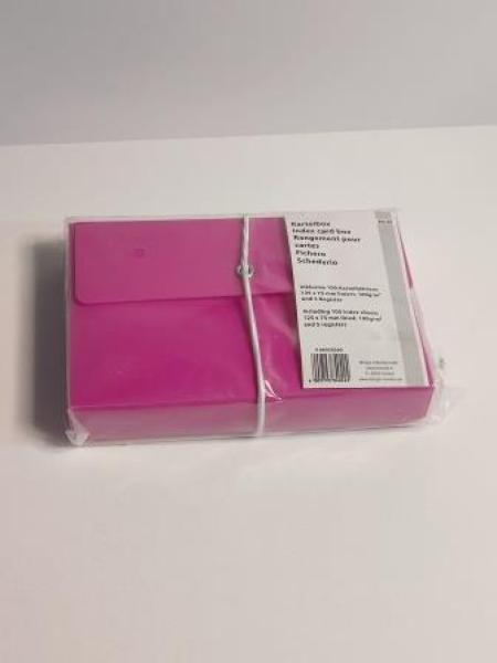 M&M   Karteikasten DIN A7   für 100 Karteikarten sunset-red mit Deckel