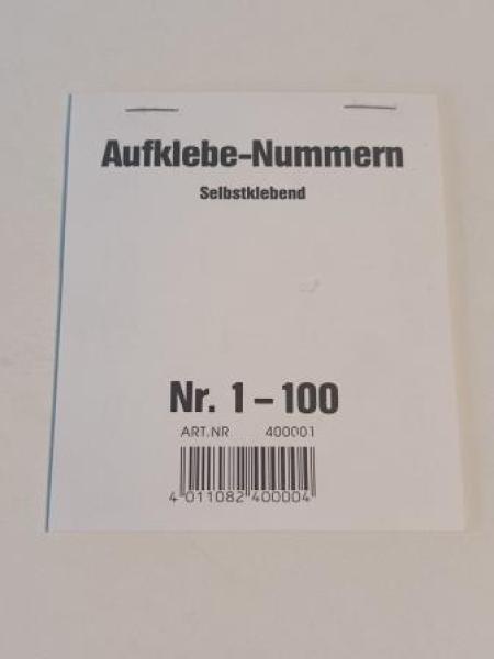 Gewinnaufklebe-Nummern selbstklebend, Nr. 1-100