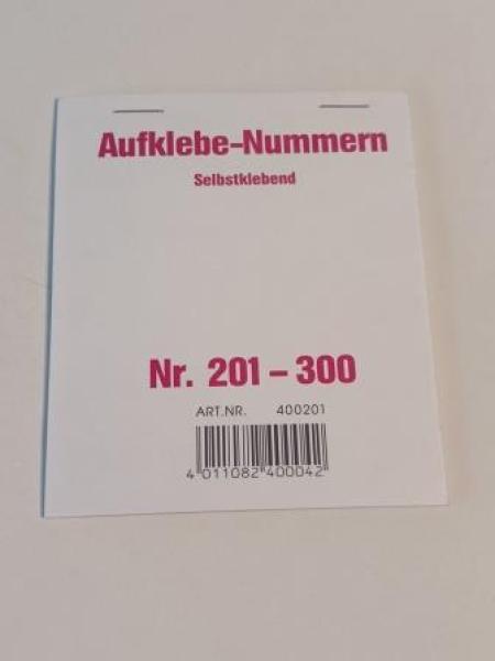 Gewinnaufklebe Nummern selbstklebend Nr. 201-300
