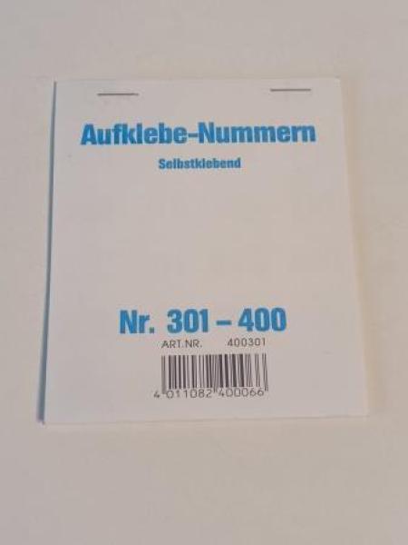 Gewinnaufklebe Nummern selbstklebend Nr. 301-400