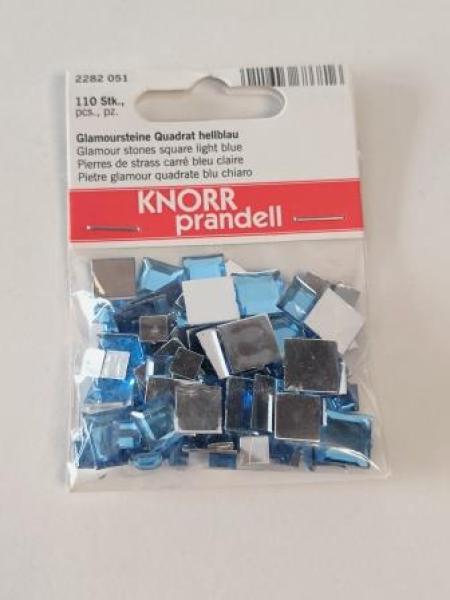 Glamoursteine Quadrat hellblau 110 Stk / Bt