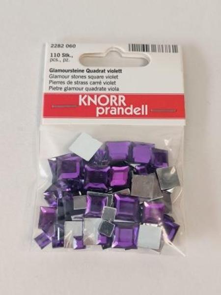 Glamoursteine Quadrat violett 110 Stk / Bt