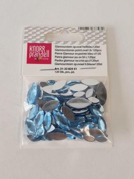 Glamoursteine sp.oval hellblau  120 Stk / Bt