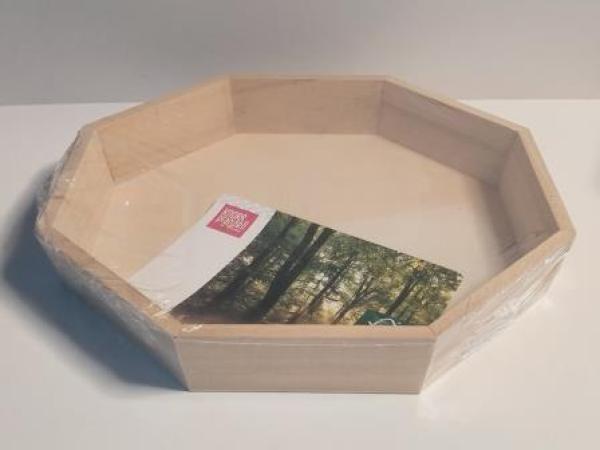 Holztablett 8eck 25,5x25,5x4cm