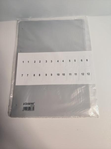 Büroring Register, A4, 12tlg., Taben auswechselbar, PP-Folie, grau,