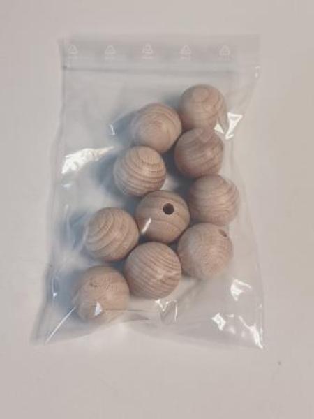 Rohholzkugeln 25 mm  halbgebohrt 6mm 10 Stk / Btl