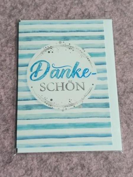 Dankeskarte MIDI Streifen blau