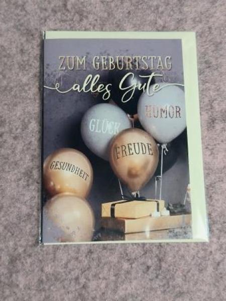 Geburtstagskarte MIDI Geschenk Ballons