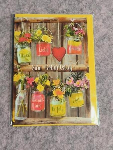Geburtstagskarte MIDI Blumen im Glas