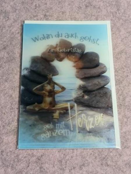 Kurt Eulzer Glückwunschkarte Geburtstag Wechselbild Stein Bogen 3D