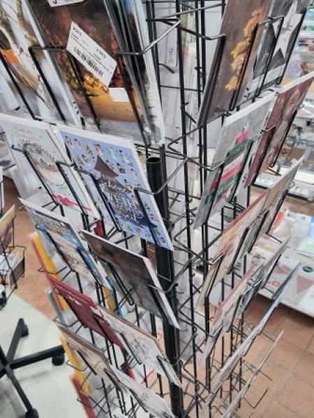 Kartenständer Boden-Drehdisplay „Geschenkkarten“  80 Kartenfächer| Ø 400 mm anthrazit  leer