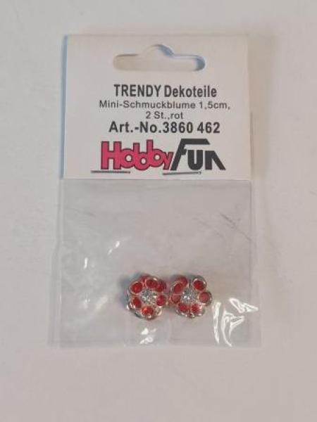 Trendy Dekoteile  Mini Schmuckblume 1,5 cm  2Stk / Bt  rot