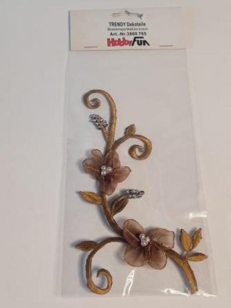 TRENDY Dekoteile Blütenapplikation, braun