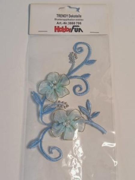 TRENDY Dekoteile Blütenapplikation, eisblau