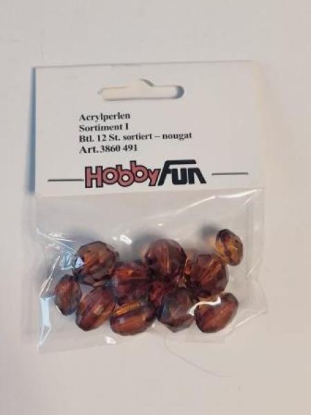 CREApop® Acrylperlen I, 12 St. sortiert, nougat