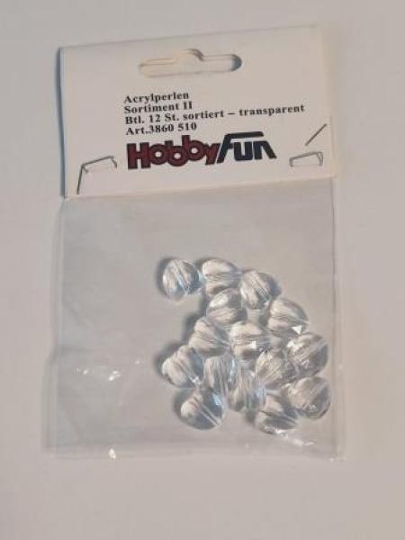 Acrylperlen Sort.II 12 Stk / Bt transparent