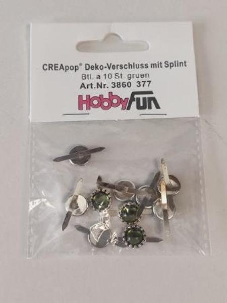CREApop® Deko-Verschluss mit Splint, Btl. à 10 St. Grün