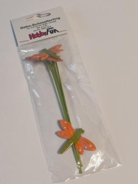 Deko-Schmetterling 3,5cm am  Stab orange