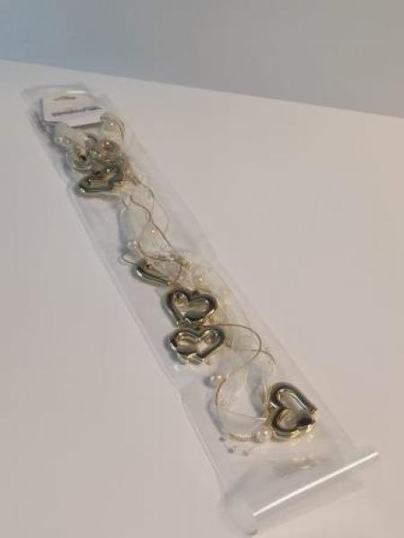 Hochzeitsgirlande Herzen 110 cm creme / gold