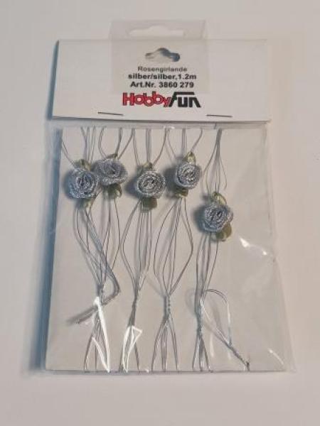 Rosengirlande silber/silber, 1,2 m
