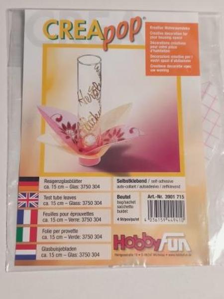 CREApop® Reagenzglasblätter ca. 15 cm, Btl. à 4 St. Glas:3750304