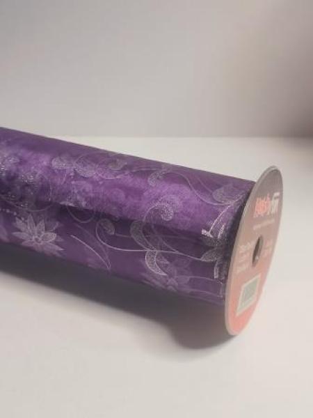 CREApop® Dekostoff 29 cm x 15 m, Blumen-Design, lila  ldm