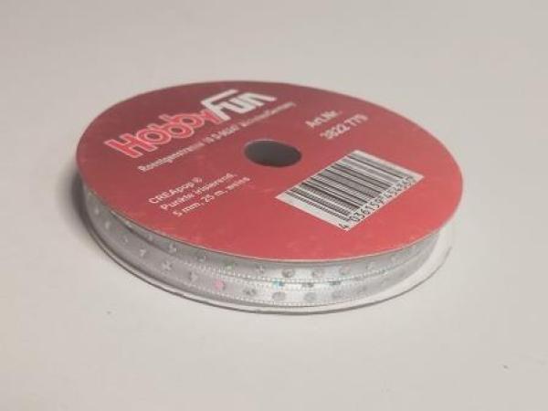 Band Punkte irisierend, 5 mm, Rol. à 25 m, weiss  ldm