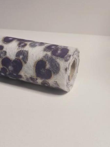 CREApop® Faservlies Herzen, 15 m x 25 cm, lila/gold  ldm