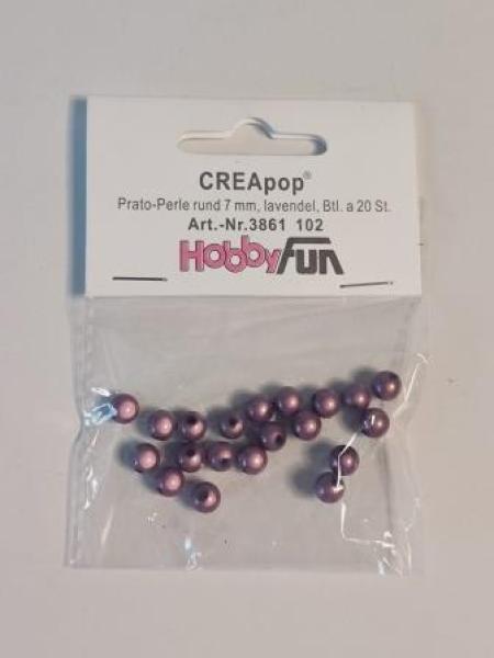 CREApop® Prato-Perle rund 7 mm, lavendel, Btl. à 20 St.