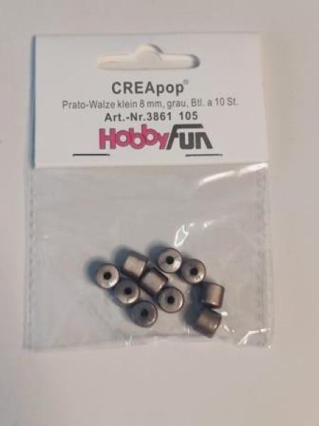 CREApop® Prato-Walze klein 8 mm, grau, Btl. à 10 St.