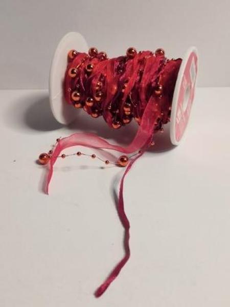 TRENDY-Band mit Perlen, Rol. à 10 m, rot