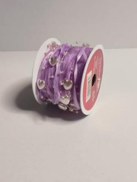 TRENDY-Band mit Herzen, Rol. à 10 m, hortensie   ldm