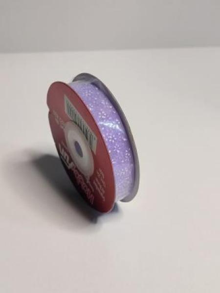 Organze-Band mit Blumen   12 mm / 25 m flieder  ldm