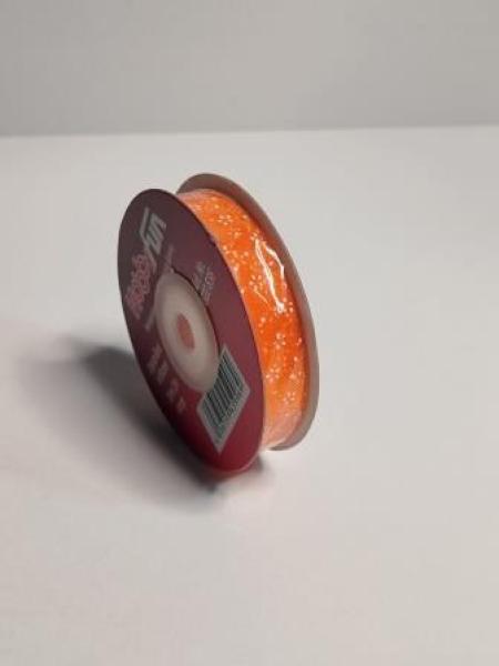 Organze-Band mit Blumen   12 mm / 25 m orange  ldm