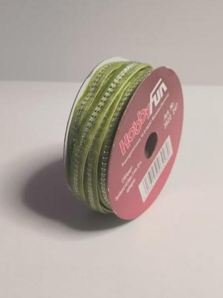 Samtband mit Deko  8 mm / 25 m  apfelgrün   ldm